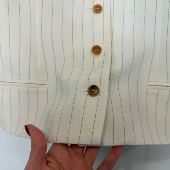 Casual Corner Vintage Vest Womens White Pinstripe Work Button Up Sleeveless Sz 6 - Picture 6 of 11